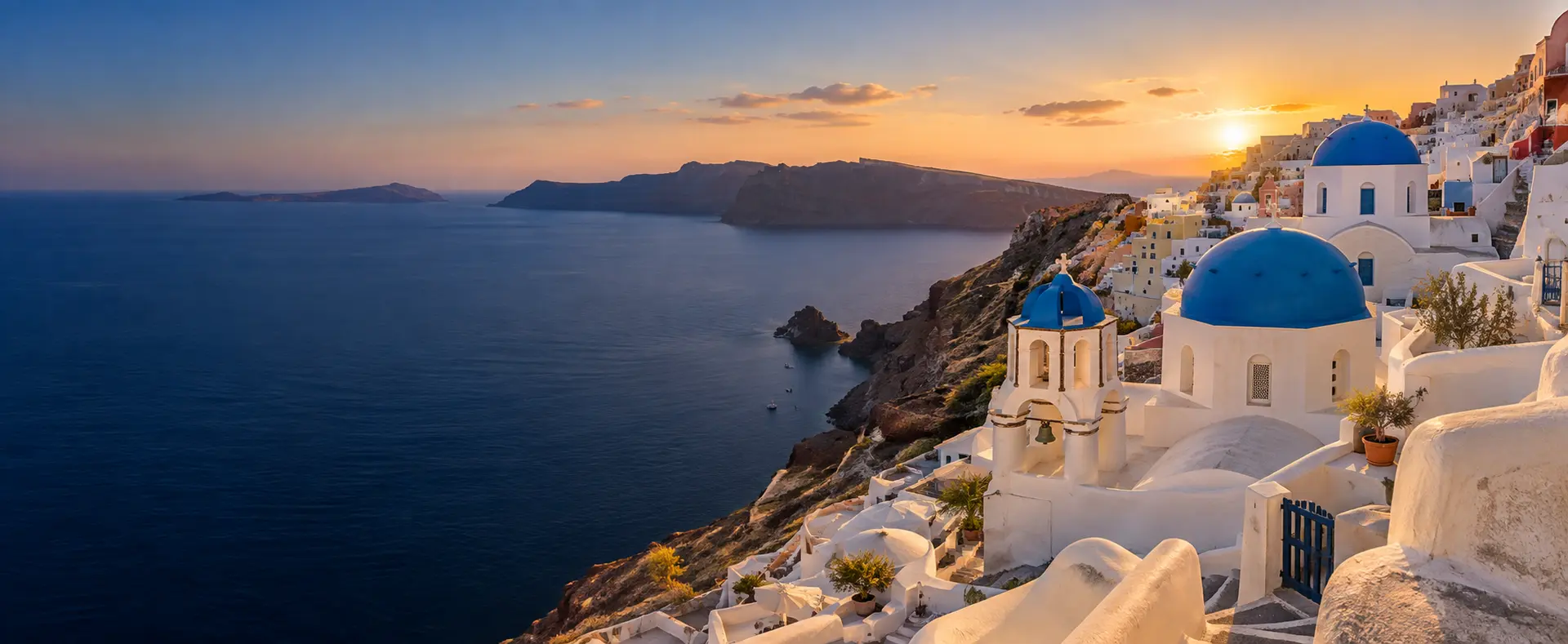 Santorini Oia caldera at sunset